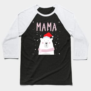 Womens Mama Bear Christmas Santa Hat Family Matching Baseball T-Shirt